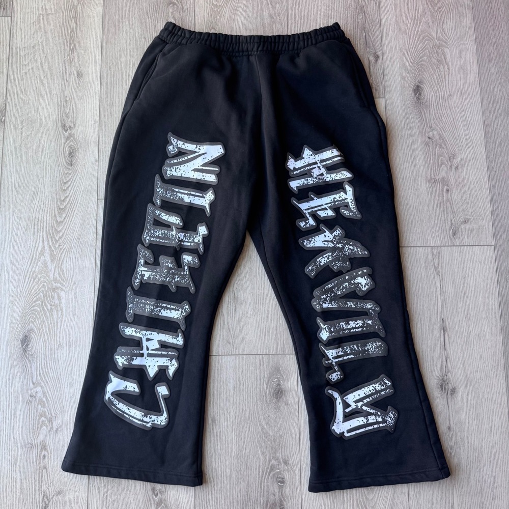 Chiefin Heavily Sweatpants Mens XXL Black Graphic baggy Flare Streetwear